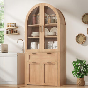 71" Kitchen Pantry Cabinet, Arched Kitchen Cabinet With Drawer