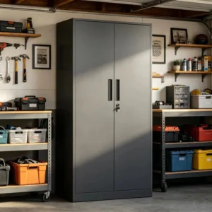 Lakenzie 5 - Shelf Steel Garage Storage Cabinets with Lock (72" H x 32" W x 16" D)